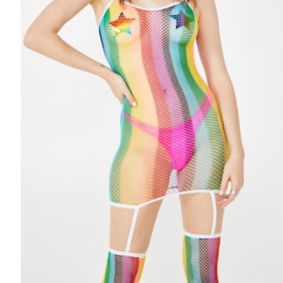 Color Block Fishnet Set - Picture 1 of 2